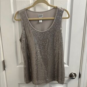 Women's Chico's Silver Sequin Tank Top in Sassy Taupe Color- Size 1 or Medium
